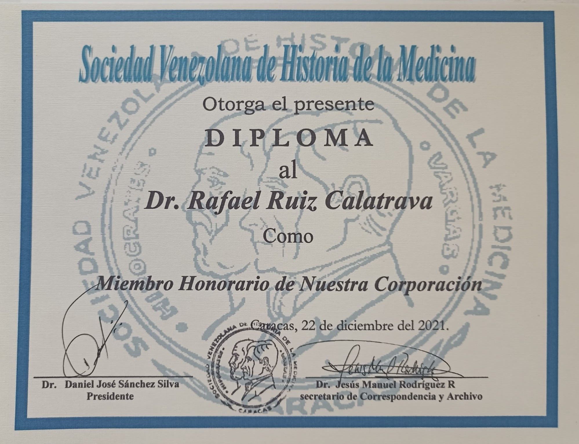 EL PRESIDENTE DEL CGRICT NOMBRADO MIEMBRO HONORARIO DE LA ACADEMIA NACIONAL DE MEDICINA DE VENEZUELA