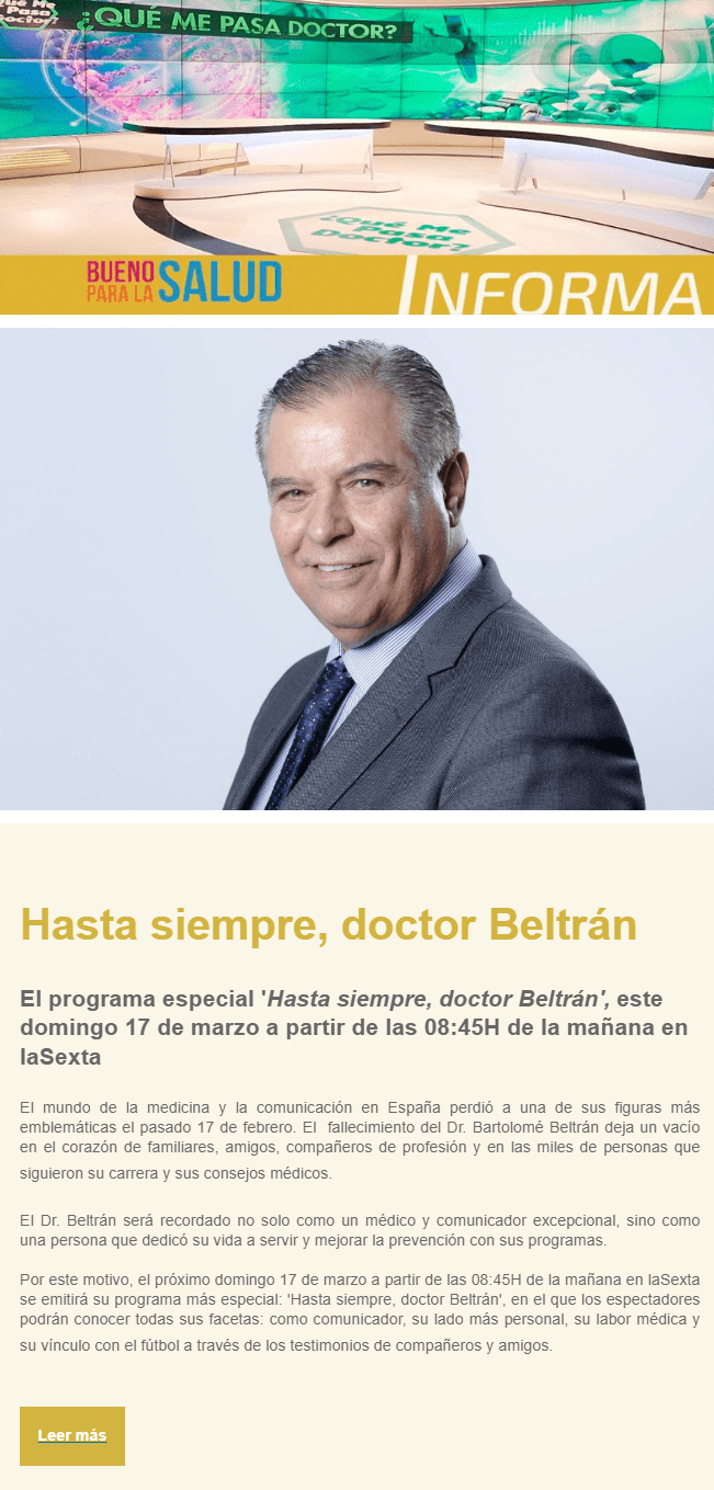 «Hasta siempre, doctor Beltrán»