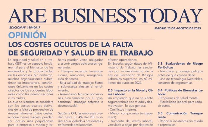 Los costes ocultos de la Seguridad y Salud en el Trabajo