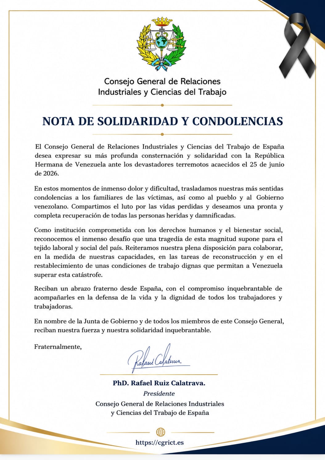 Nota de Solidaridad con Venezuela
