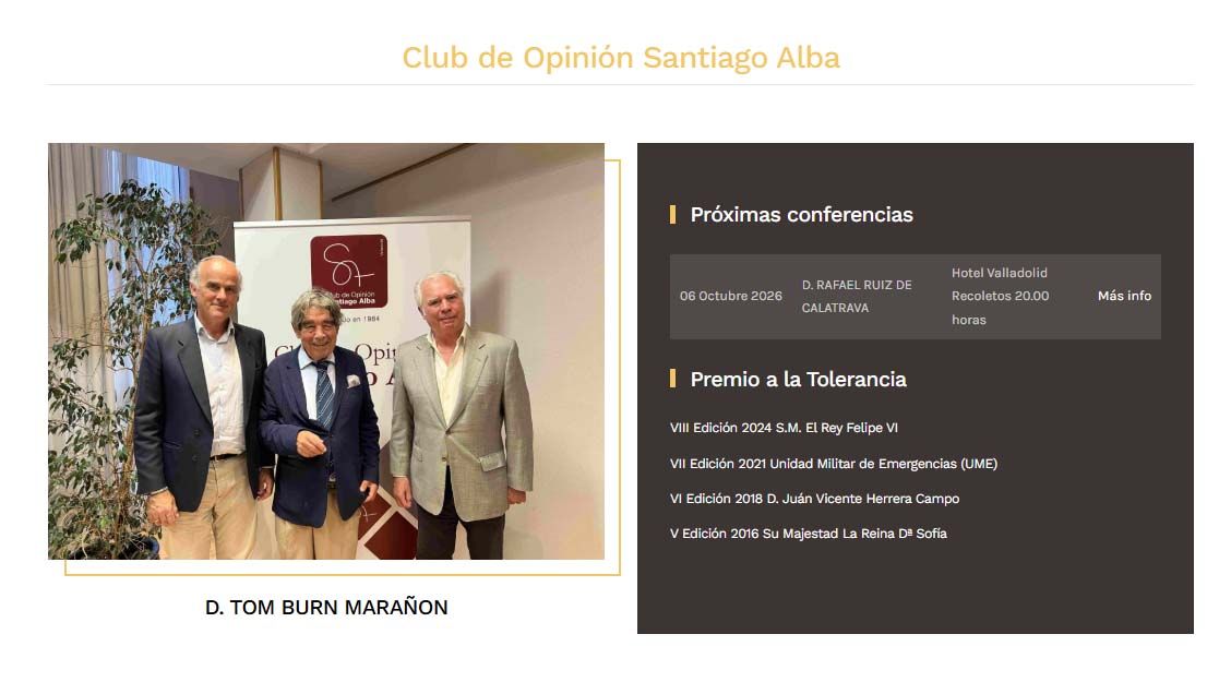 Próxima  Conferencia de nuestro presidente en el Club de Opinión Santiago Alba